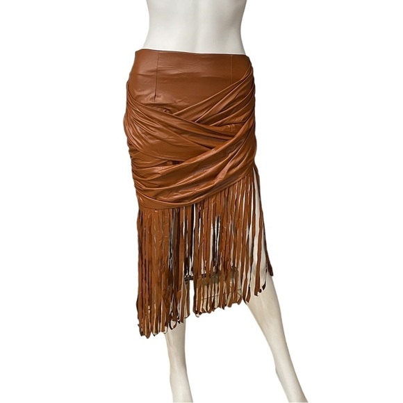 Brown Fringe Faux Leather PU Skirt
New - Picture 3 of 9